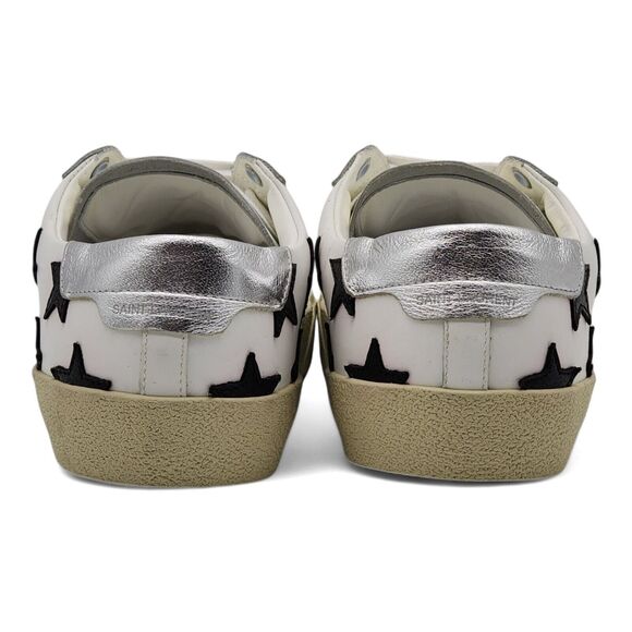 Saint Laurent Paris Court Stars Leather Sneakers White EU 41 US 8 - New $750